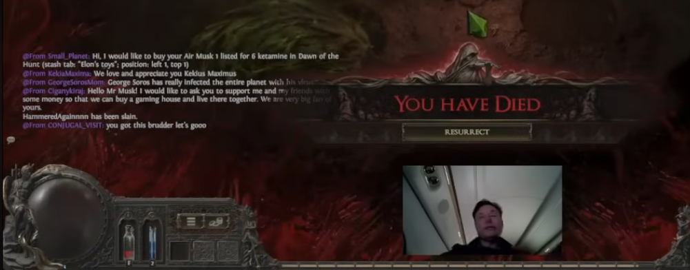 Elon musk Path of Exile 2 death screen